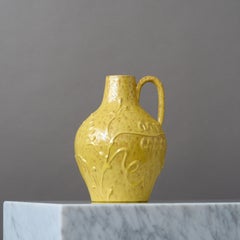 Vaso in ceramica gialla di Erik Mornils per Nittsjo, Svezia, anni '30.