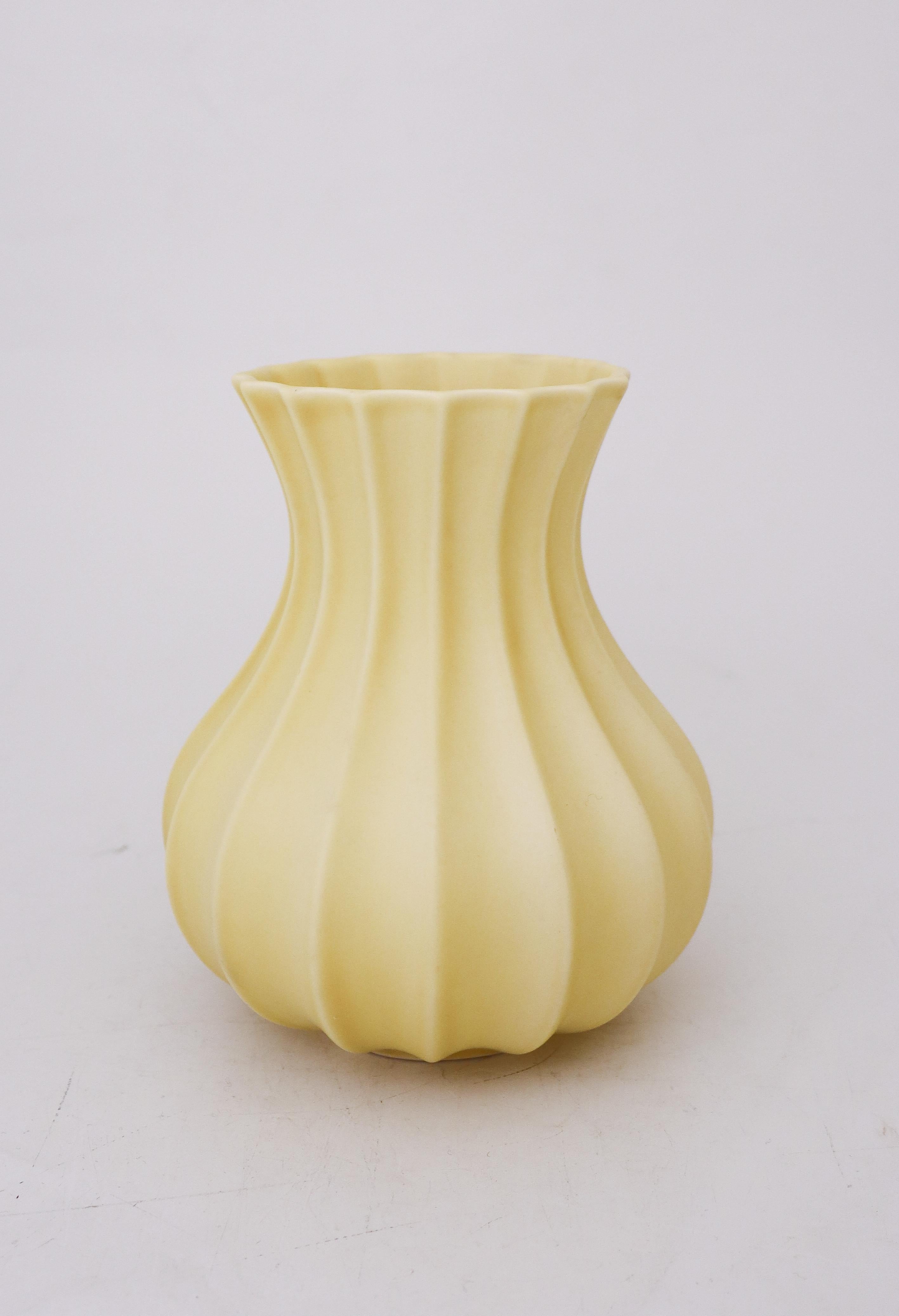 Yellow Ceramic Vase, Pia Rönndahl Rörstrand, Scandinavian Modern In Excellent Condition For Sale In Stockholm, SE