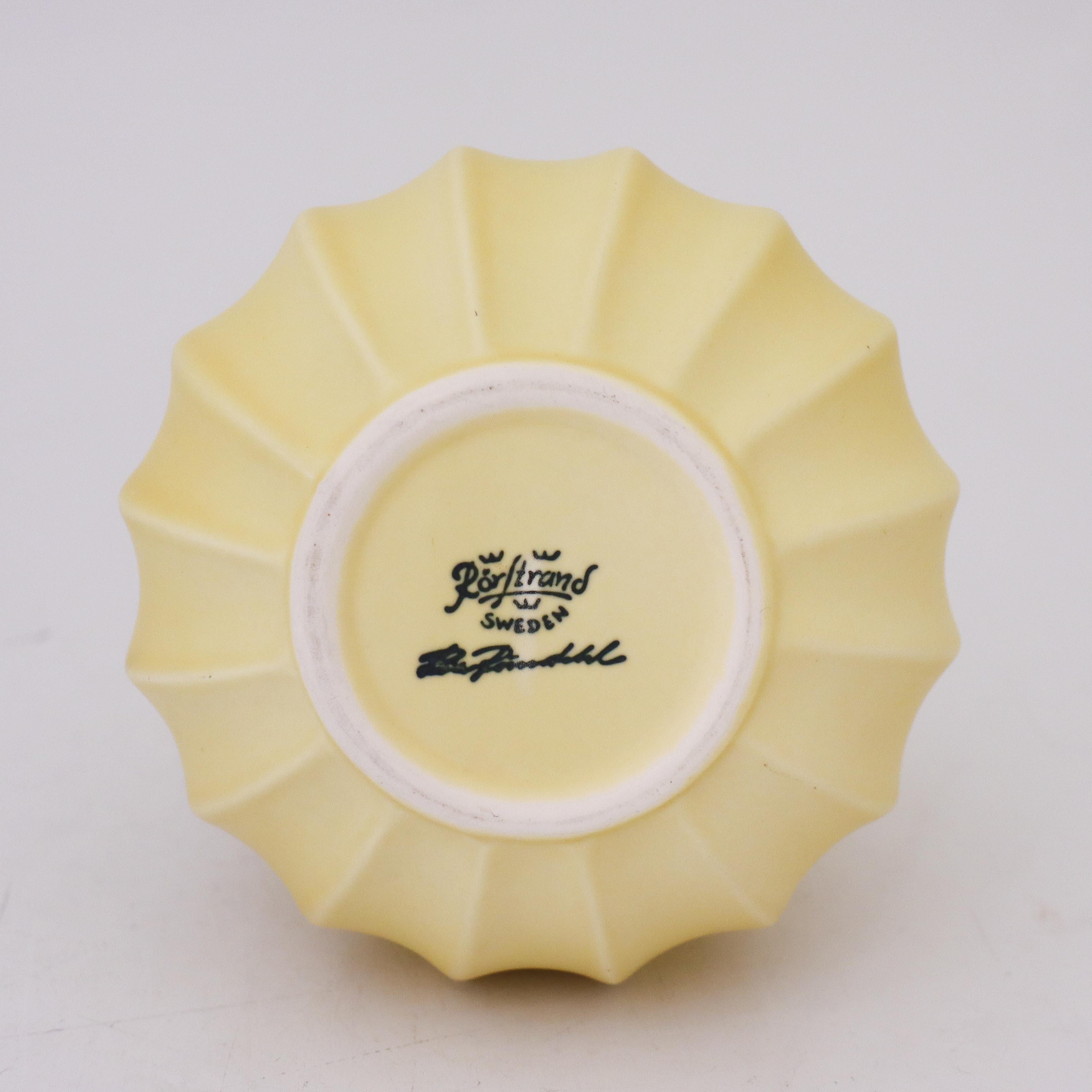 Yellow Ceramic Vase, Pia Rönndahl Rörstrand, Scandinavian Modern For Sale 1