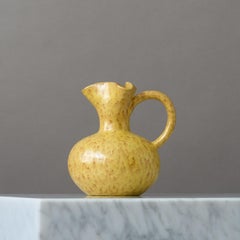 Jarrón / Jarra de cerámica amarilla de Erik Mornils para Nittsjo, Suecia, años 30.