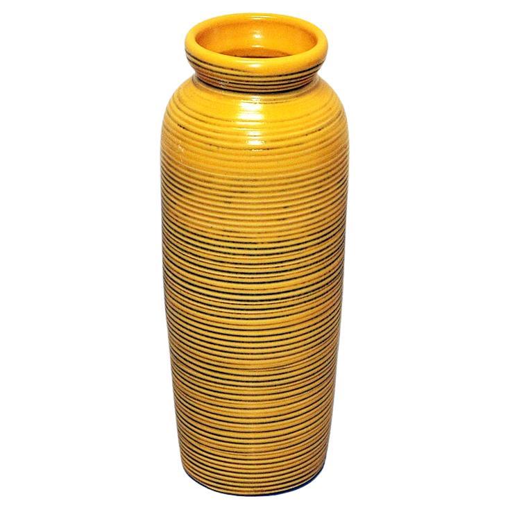 Yellow Ceramic vintage Bo Fajans vase Tiger by Berit Ternell Sweden 1960s