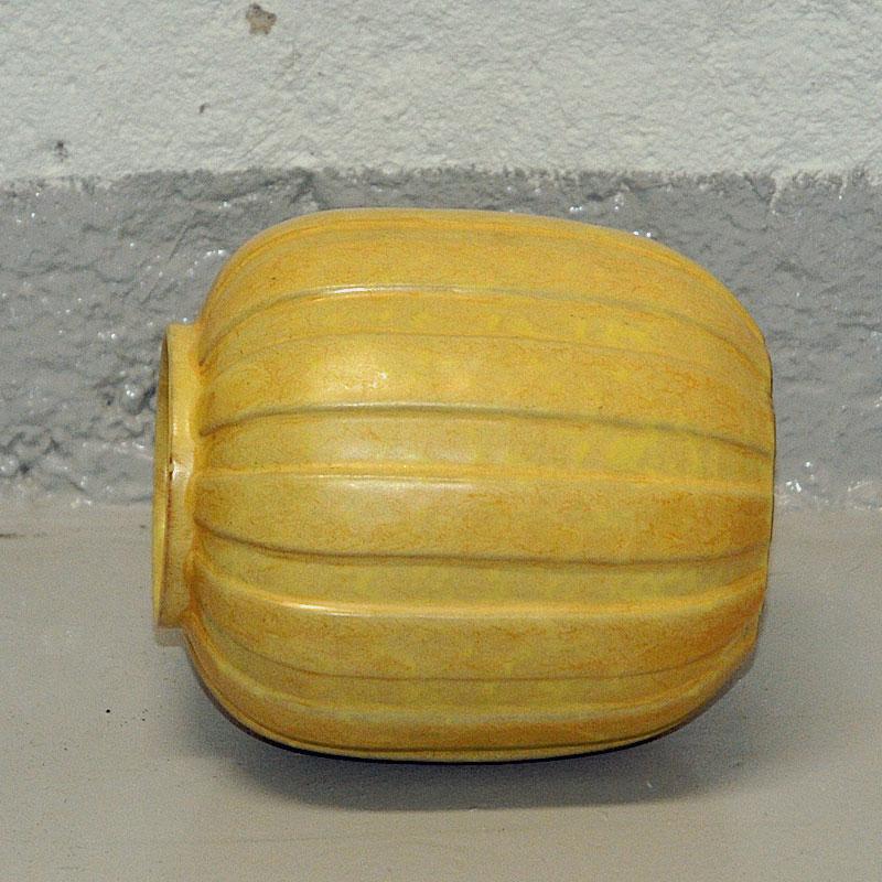 Swedish Yellow Ceramic vintage vase probably Upsala-Ekeby, Sweden 1940s For Sale