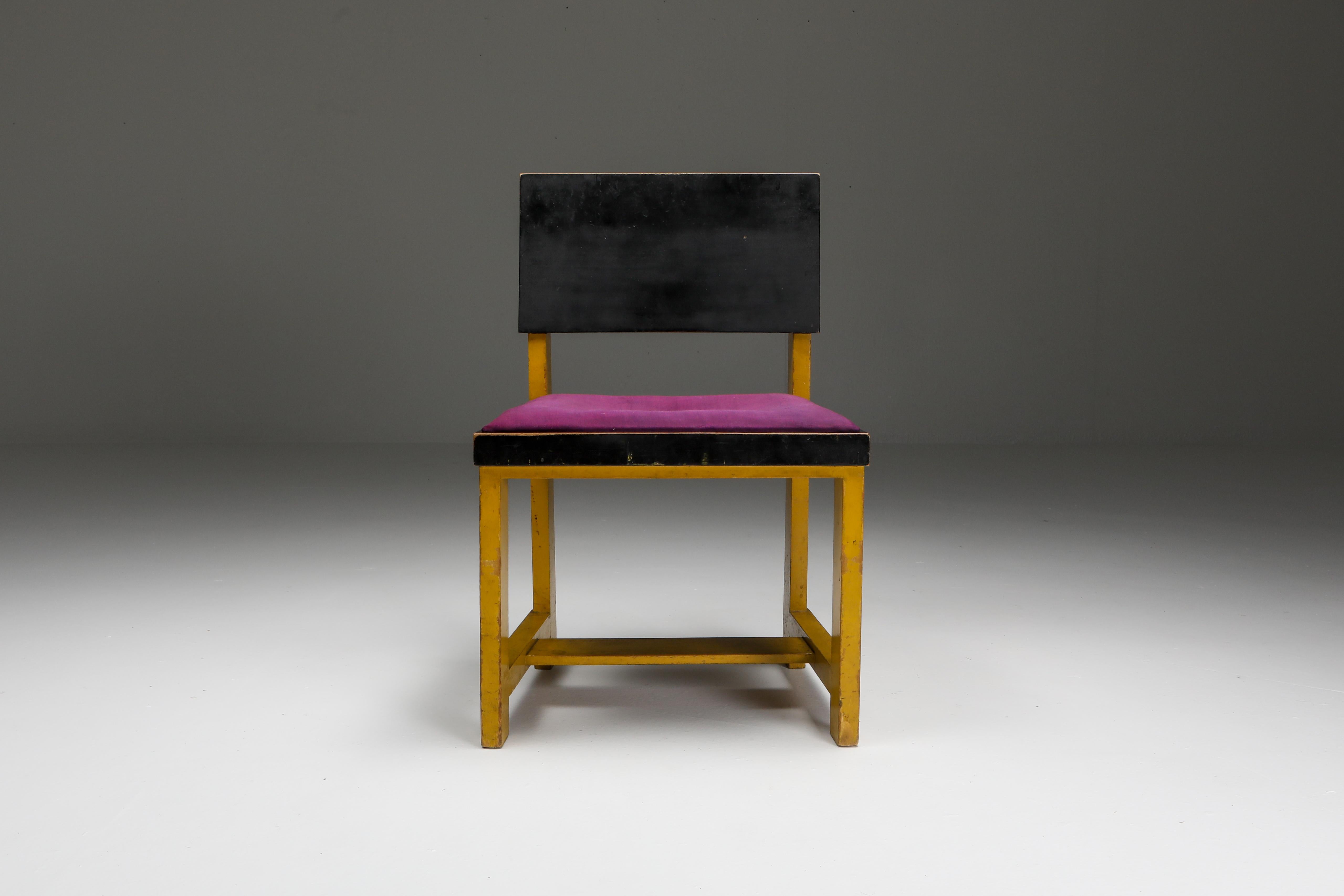 Gelber Stuhl des niederländischen Modernisten H. Wouda, 1924 (Moderne) im Angebot