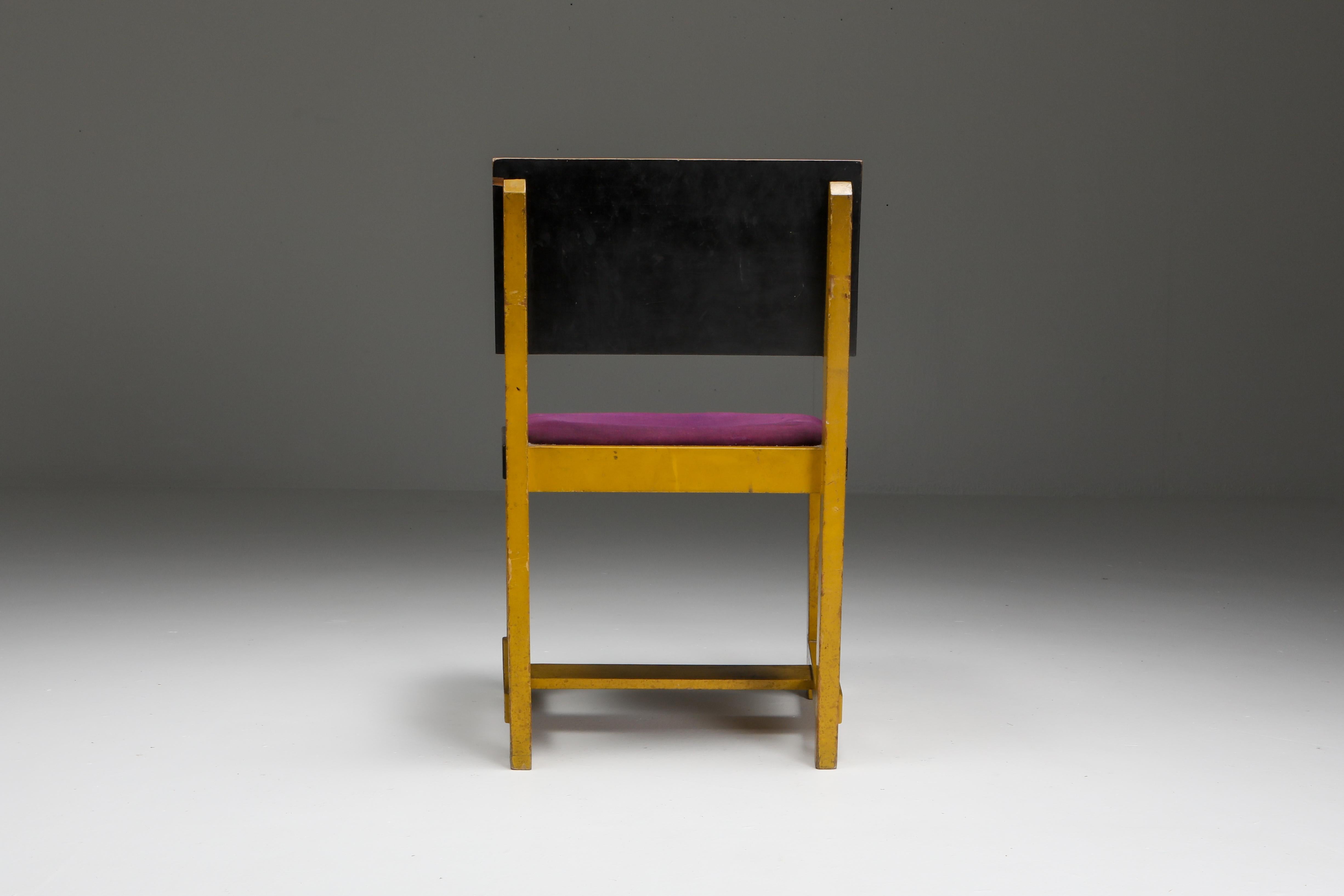 Belgian Black Marble Yellow Chair by Dutch Modernist H. Wouda, 1924 For Sale