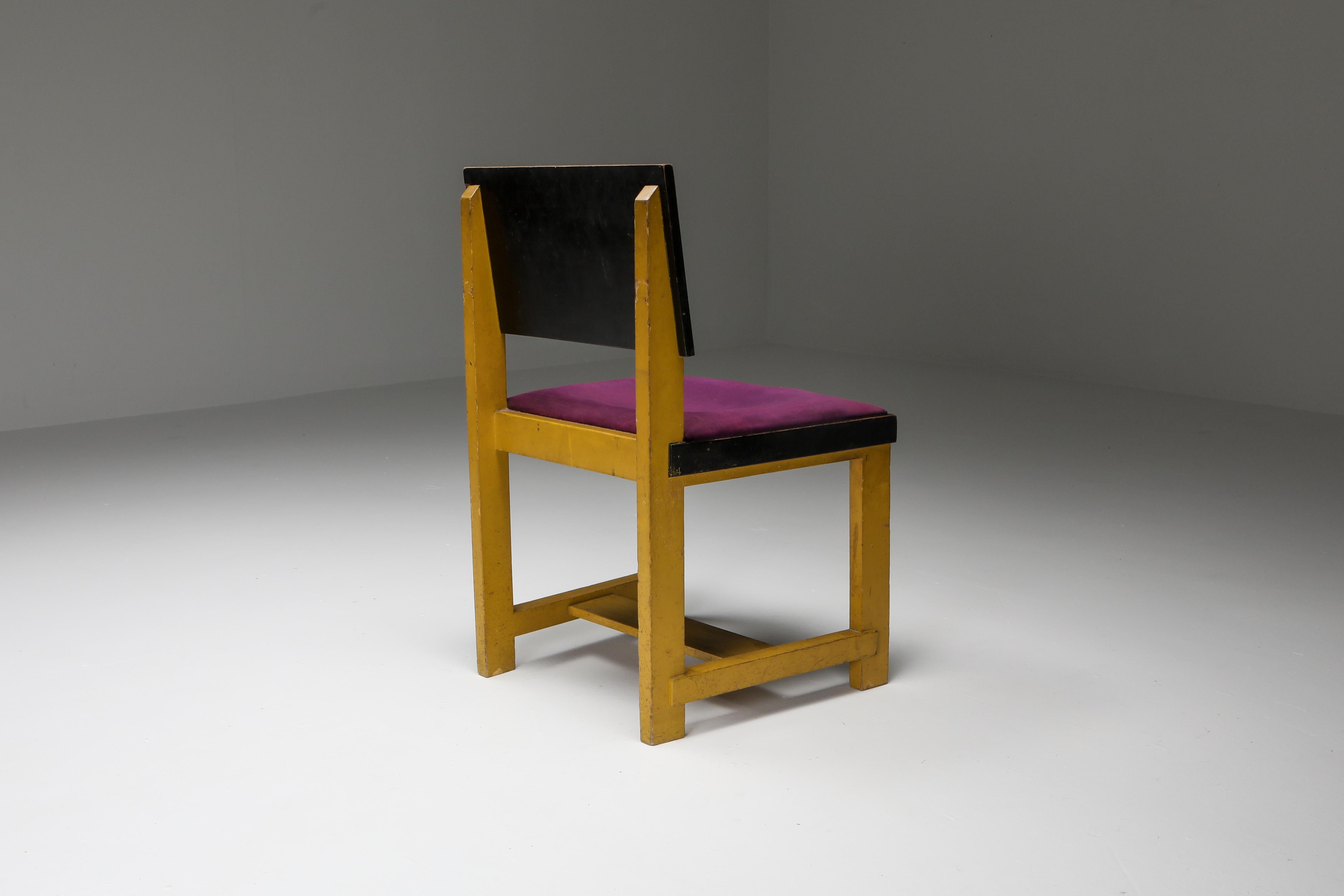 Début du 20ème siècle Chaise jaune du moderniste néerlandais H. Wouda, 1924 en vente