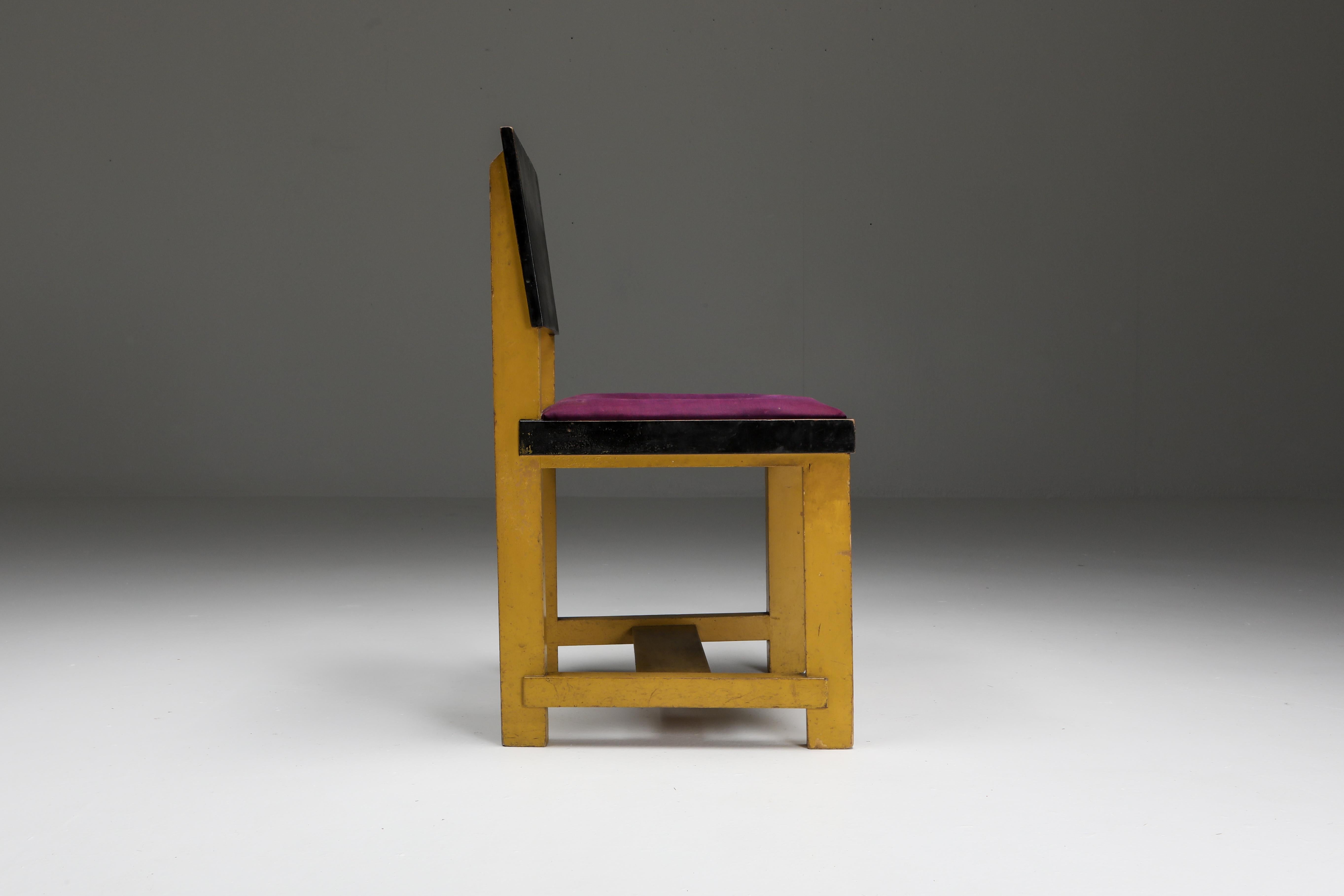 Marbre noir de Belgique Chaise jaune du moderniste néerlandais H. Wouda, 1924 en vente