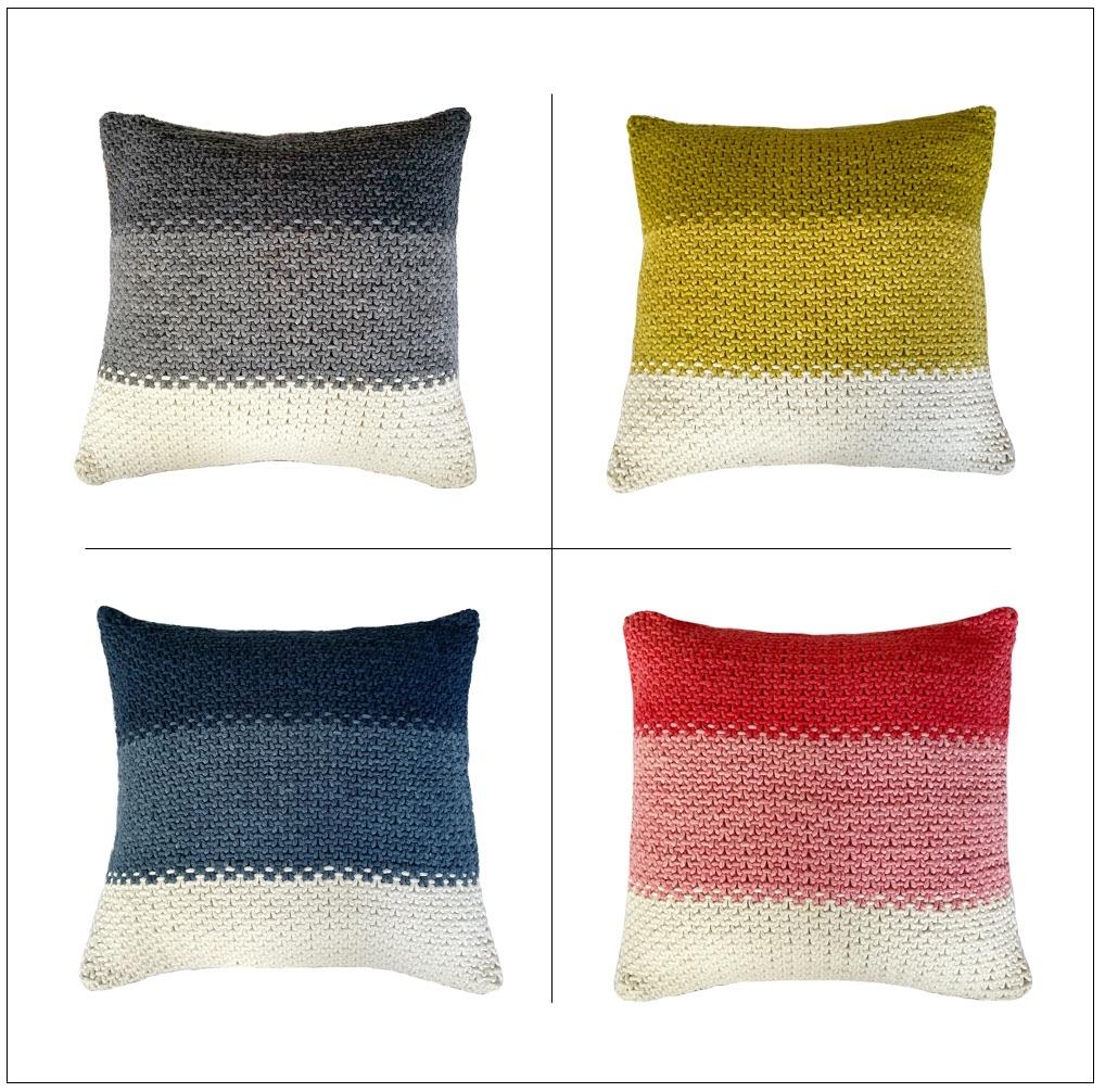 Hand-Woven Yellow / Chartreuse Ombre 100% Cotton Handknitted Pillow made in South Africa