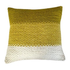 Coussin jaune/gris chartreuse 100 % coton tricoté à la main, fabriqué en Afrique du Sud