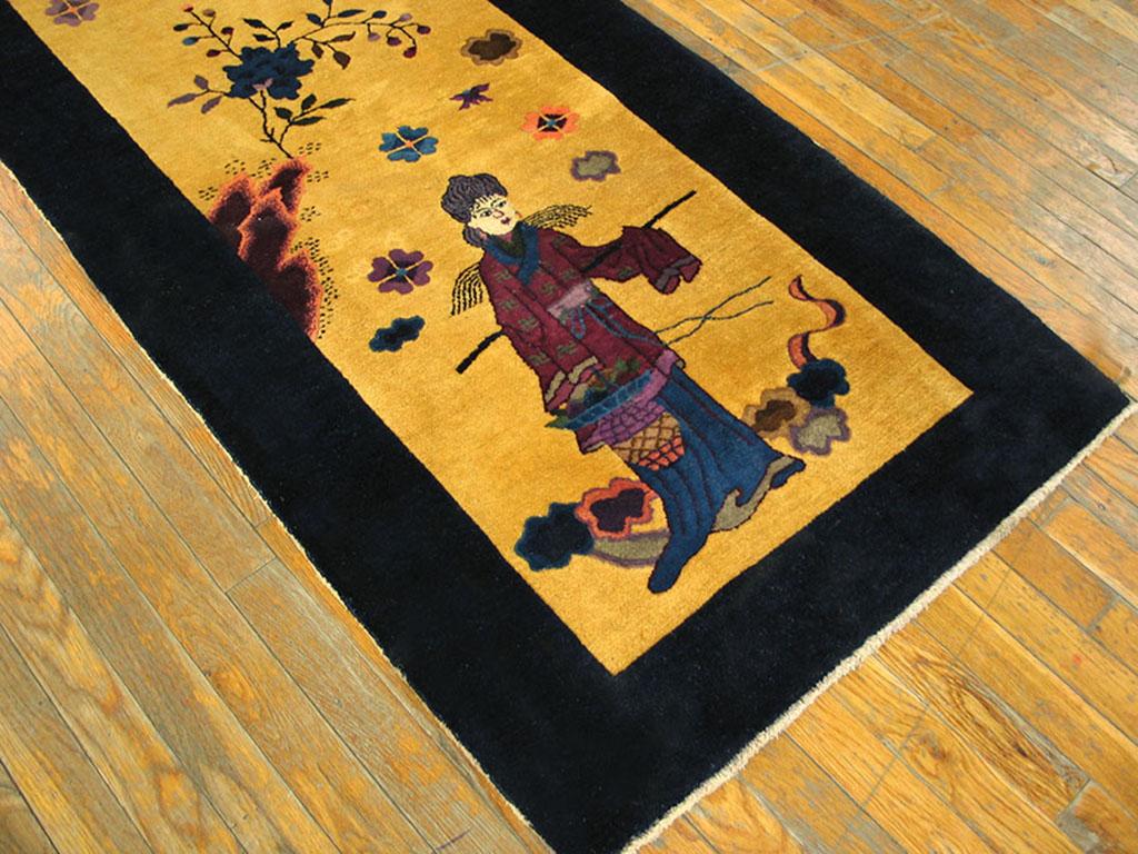 Hand-Knotted 1920s Pictorial Chinese Art Deco Rug ( 2'8