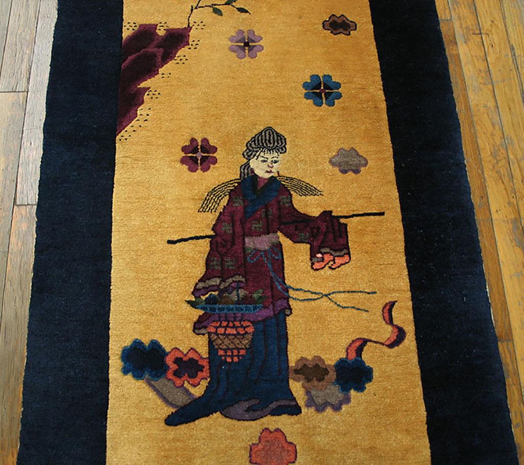Early 20th Century 1920s Pictorial Chinese Art Deco Rug ( 2'8