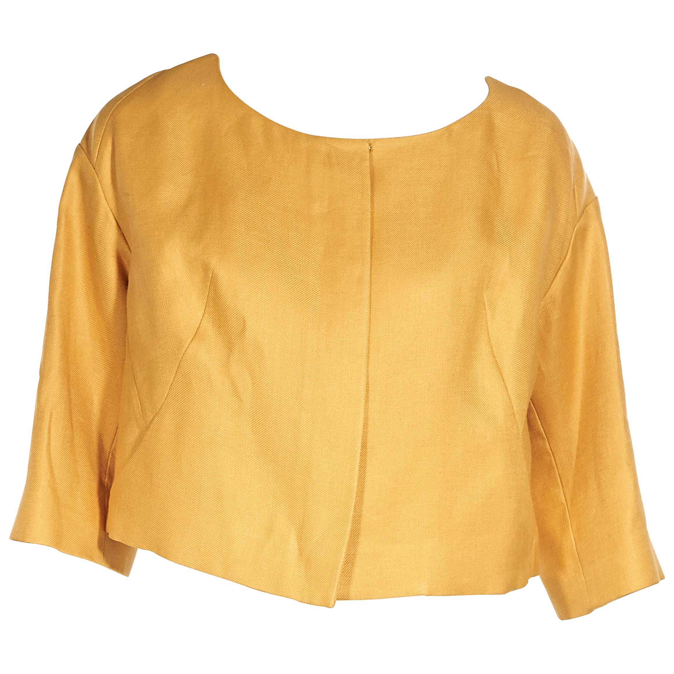 Chloe Yellow Linen Cropped Jacket