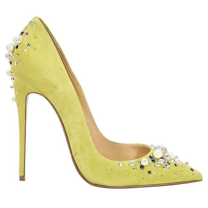 Christian Louboutin Yellow Candidate Suede Pumps
