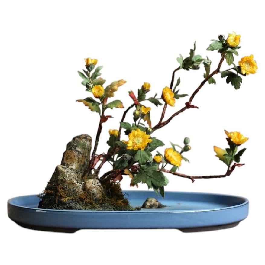 Yellow chrysanthemum by Yumiko Kuwahata / Bonsai / wabi-sabi For Sale