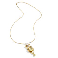 Yellow Chrysoberyl Diamond 18k Custom Pendant