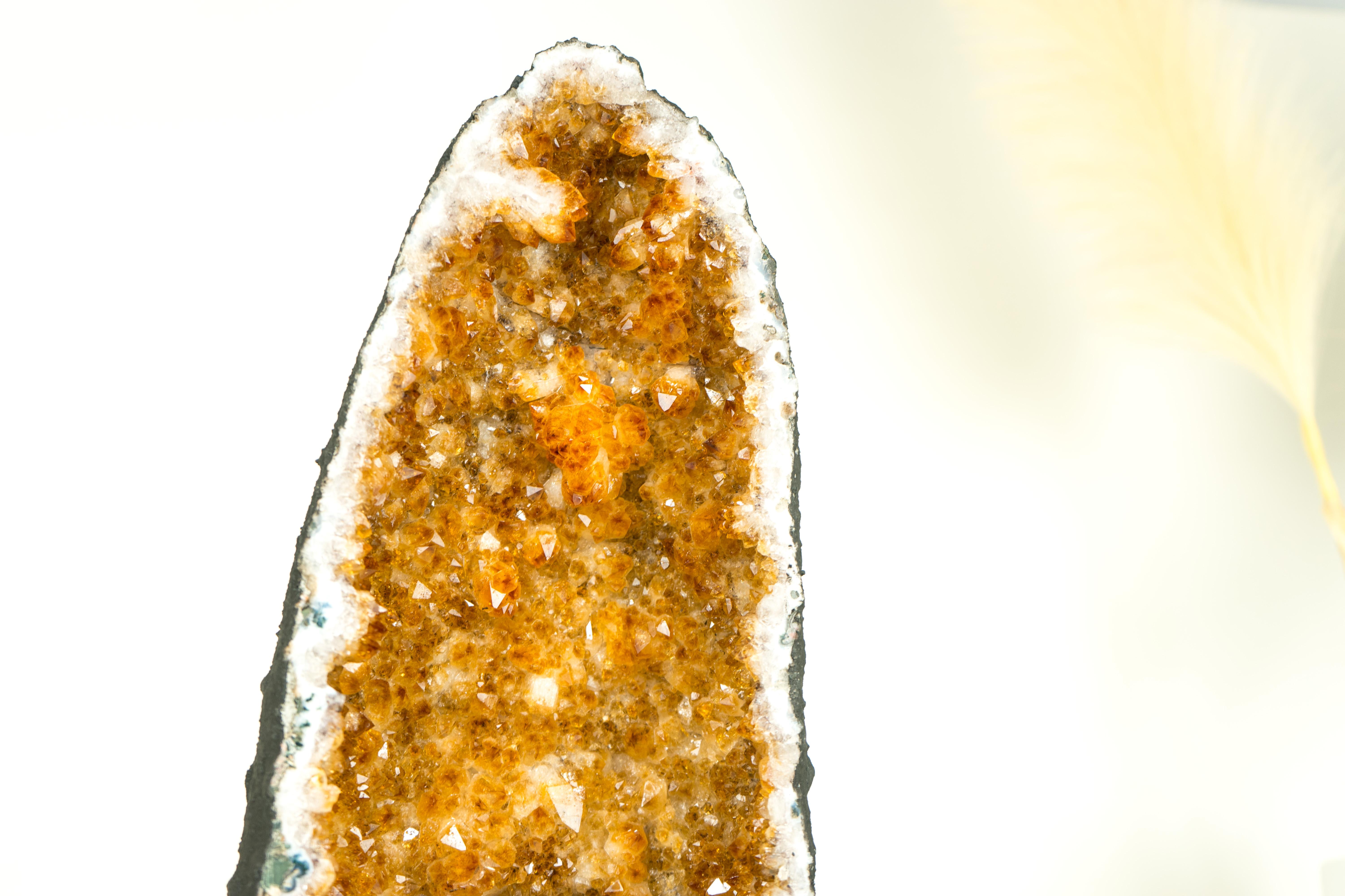 Yellow Citrine Crystal Geode with Stalactite Flowers 2
