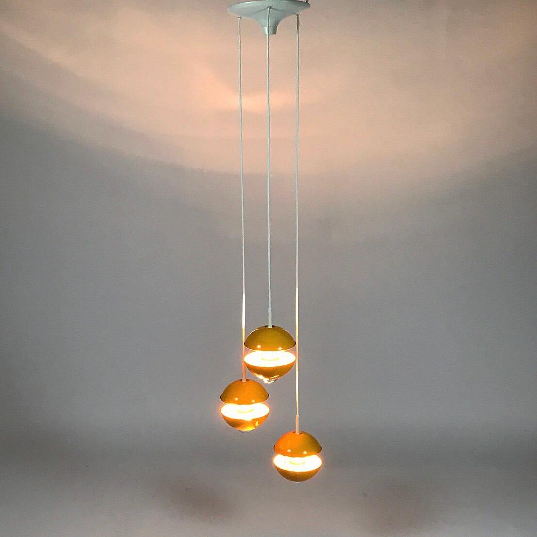 Lacquer Yellow cluster chandelier by Klaus Hempel for Kaiser Leuchten, Germany 1972