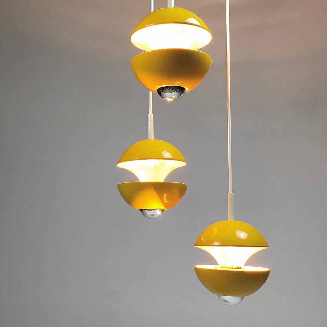 Yellow cluster chandelier by Klaus Hempel for Kaiser Leuchten, Germany 1972 1