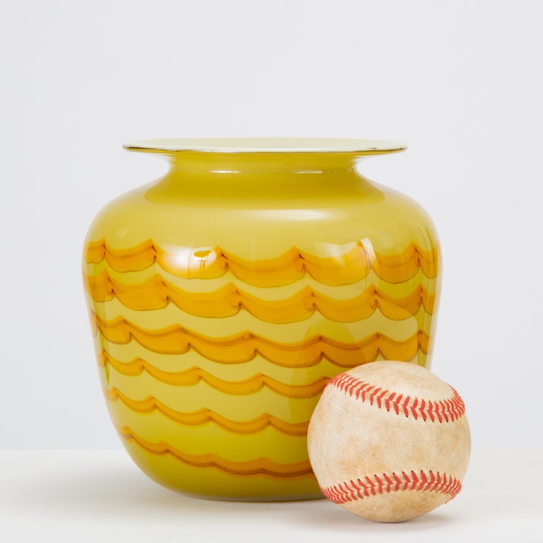 Yellow Combed Glass Vase at 1stDibs