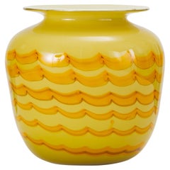 Yellow Combed Glass Vase