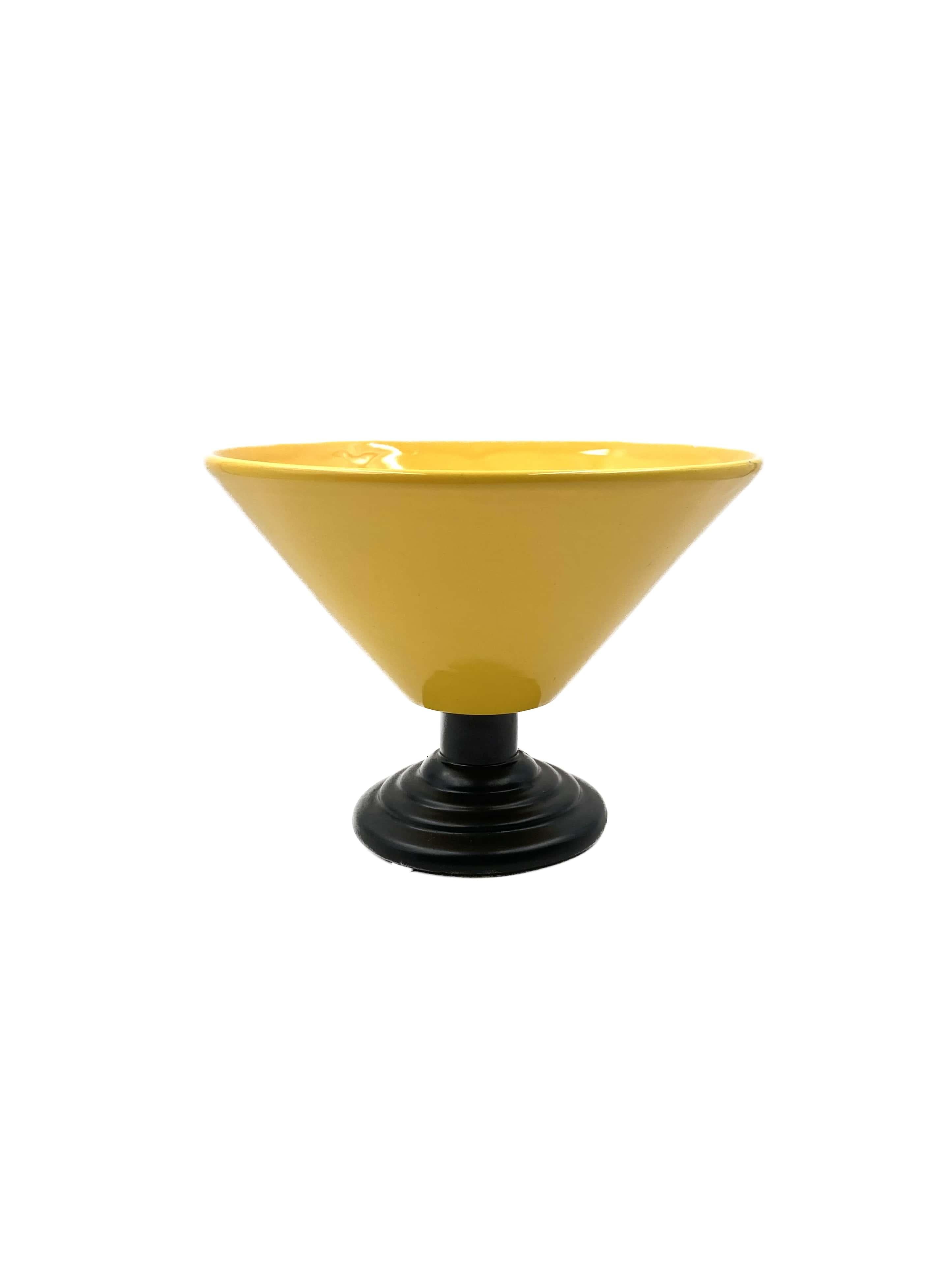 Post-Modern Yellow Conic Vase, Postmodern Memphis Milan Style, Italy 1980s For Sale