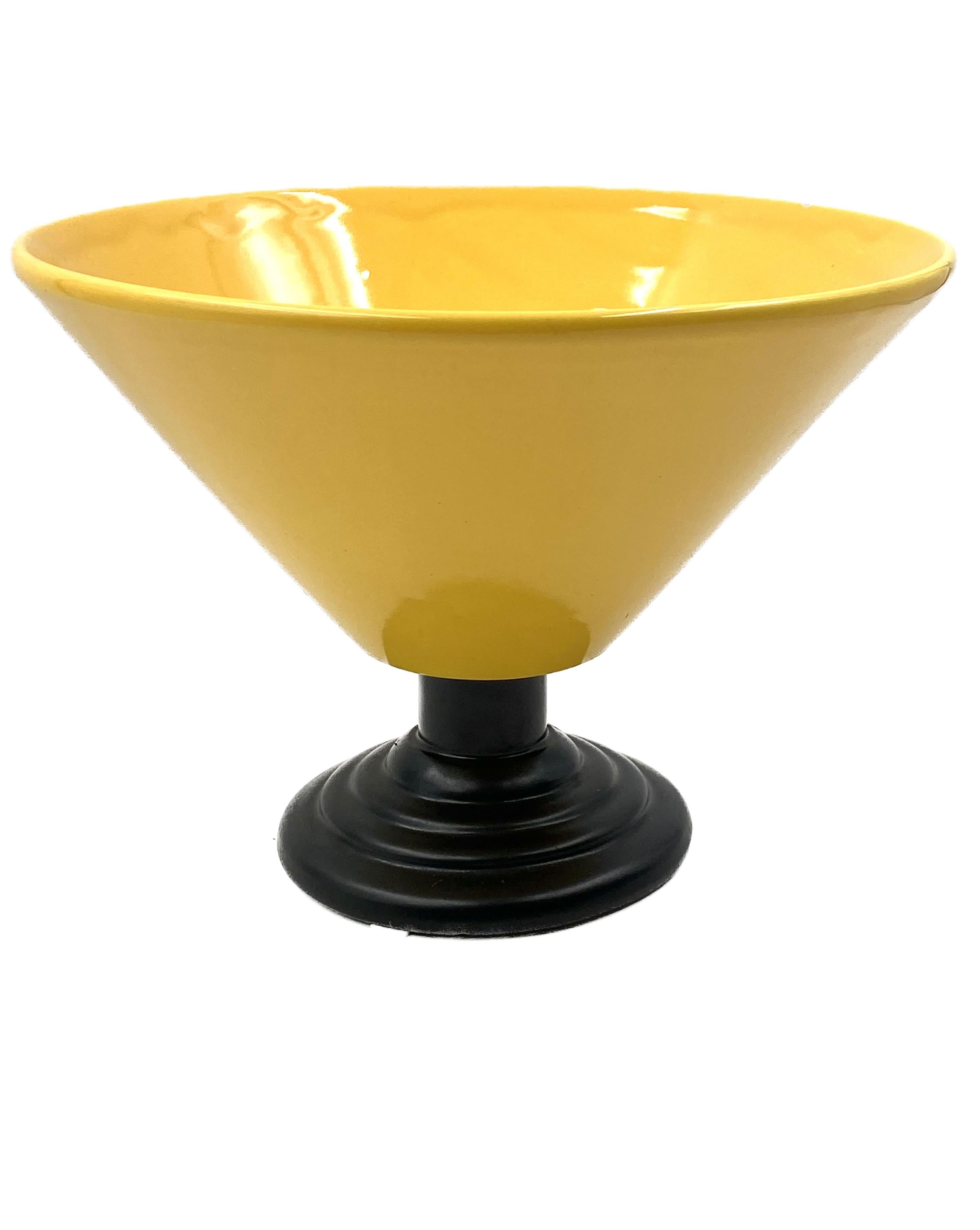 Late 20th Century Yellow Conic Vase, Postmodern Memphis Milan Style, Italy 1980s For Sale