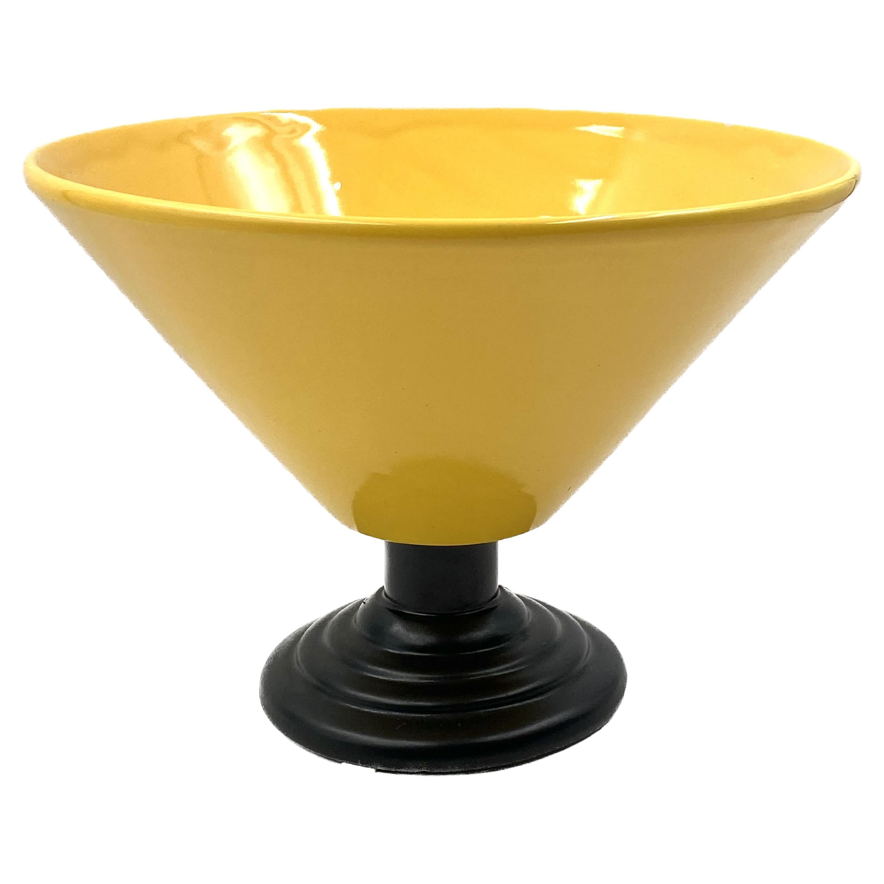 Yellow Conic Vase, Postmodern Memphis Milan Style, Italy 1980s
