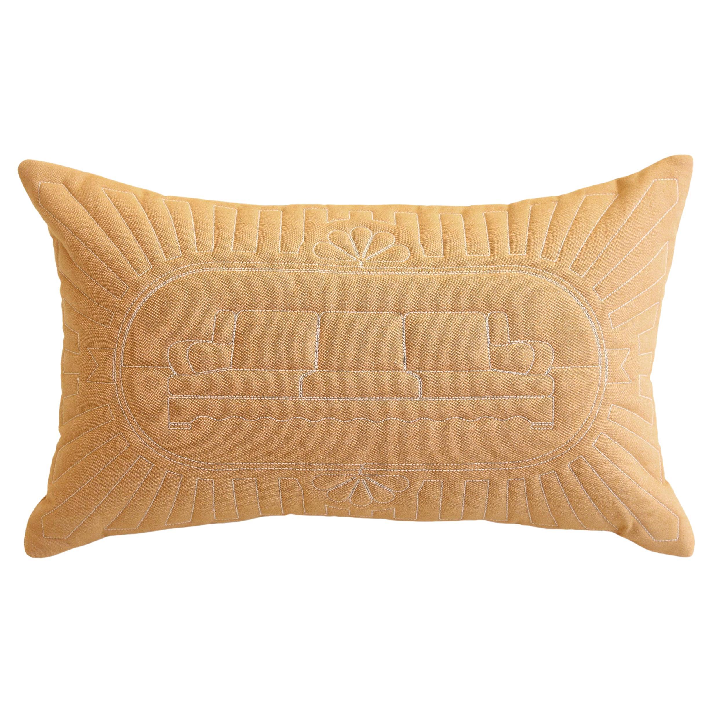 Yellow Cotton Matelasse Sofa Pillow by Paulo Kobylka For Sale