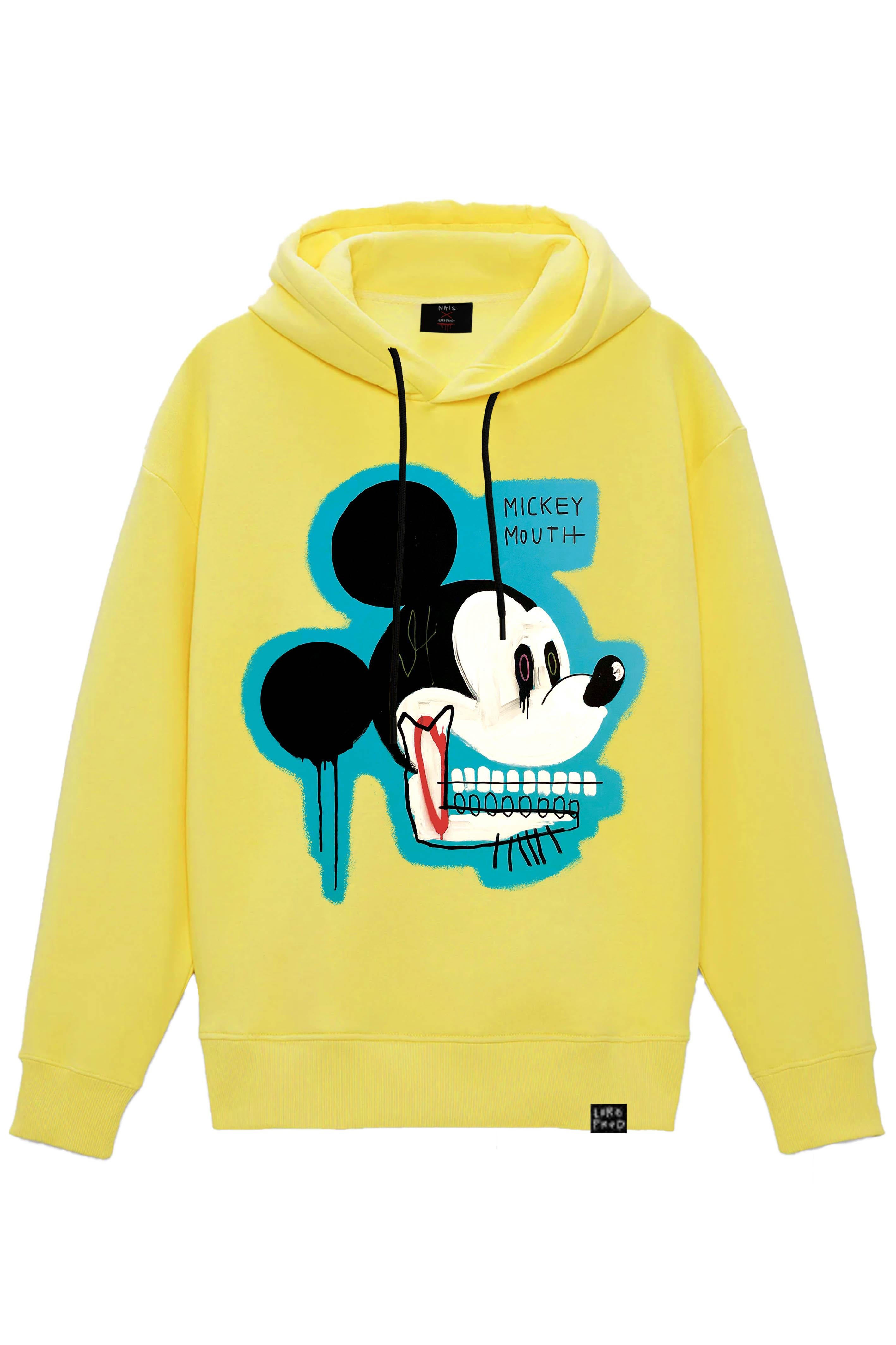 yellow mickey mouse sweatshirt