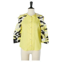 Yellow cotton shirt with printed silk sleeves Jean-Charles de Castelbajac 