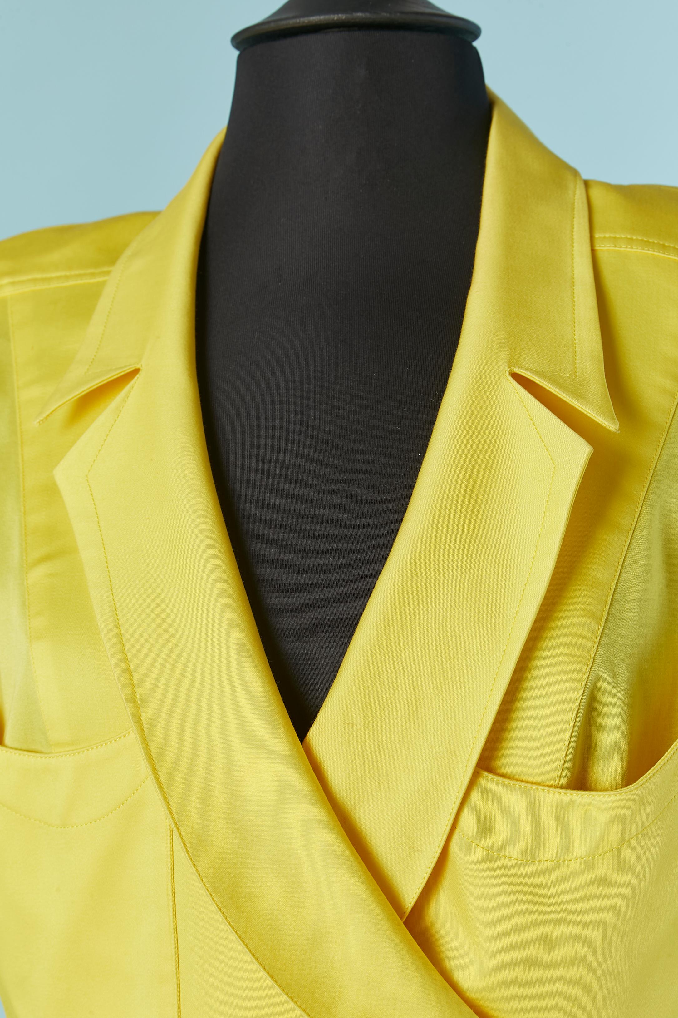Yellow cotton wrapped dress Thierry Mugler In Excellent Condition For Sale In Saint-Ouen-Sur-Seine, FR
