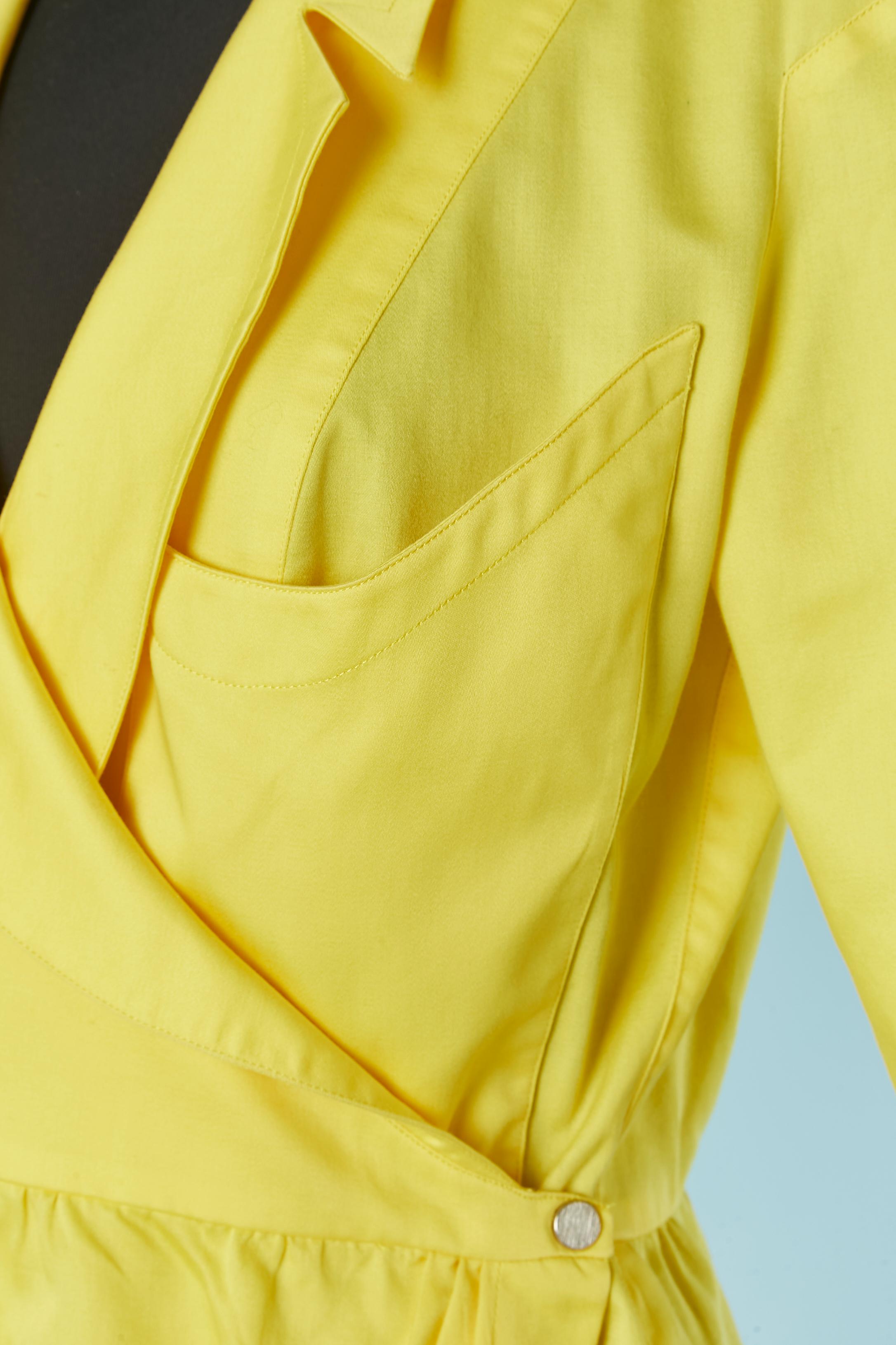 Women's Yellow cotton wrapped dress Thierry Mugler For Sale