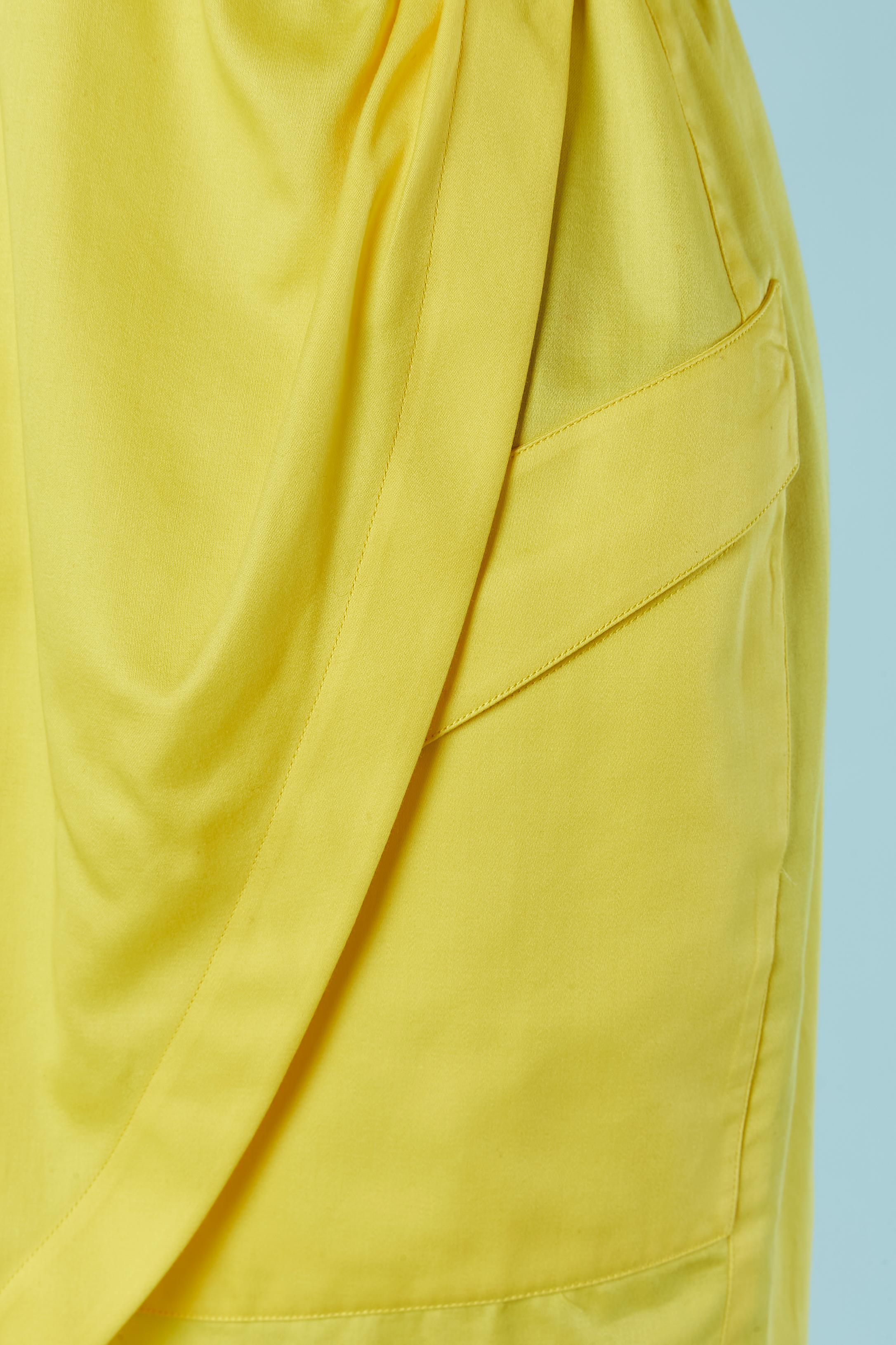 Yellow cotton wrapped dress Thierry Mugler For Sale 1