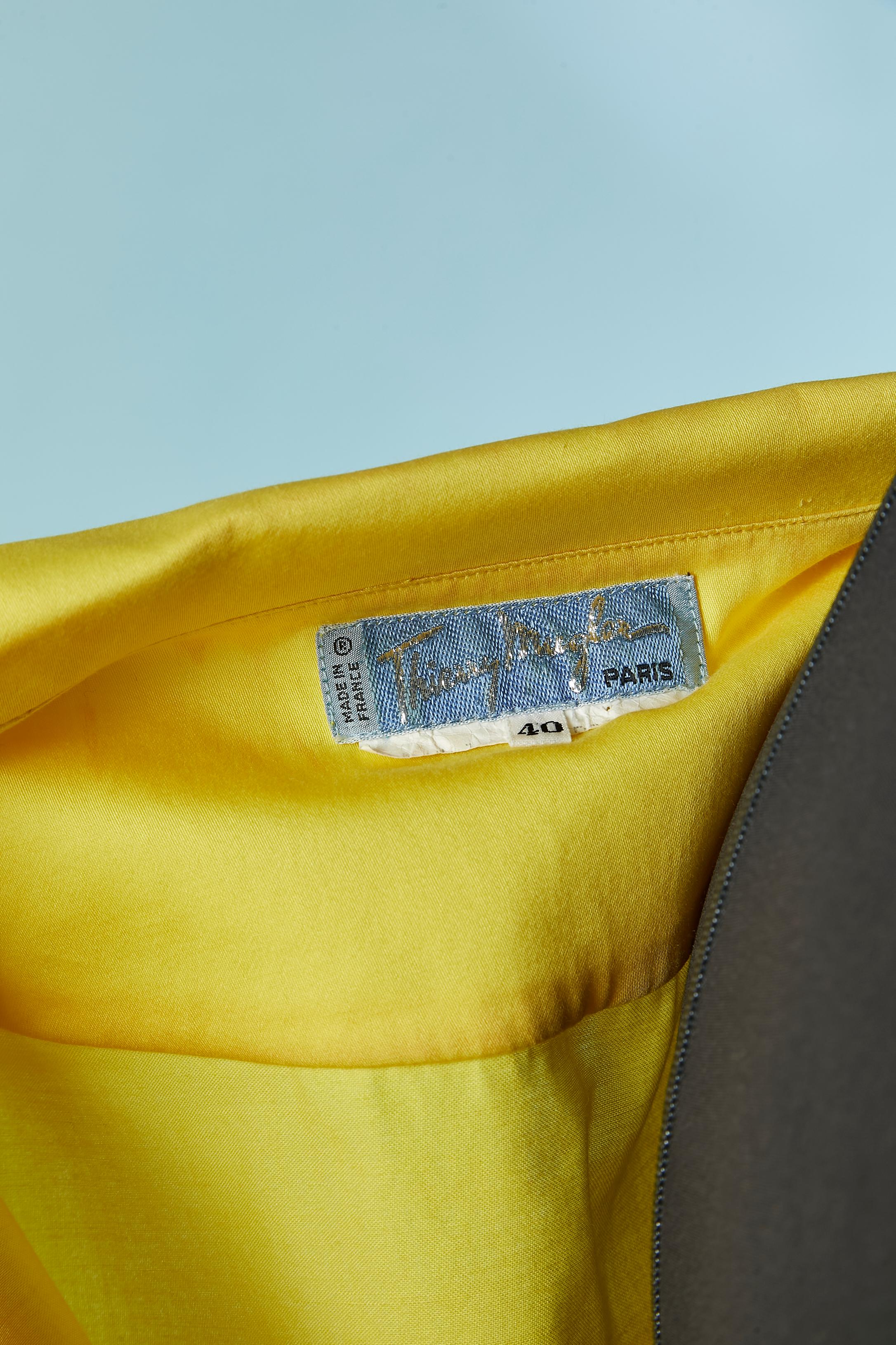 Yellow cotton wrapped dress Thierry Mugler For Sale 4