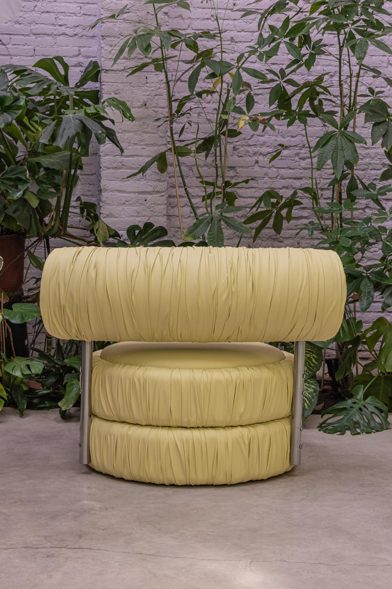 Hand-Crafted Yellow Couch For Sale