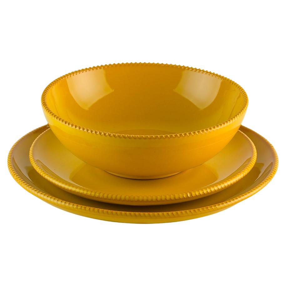 Platos almenados amarillos: Sopa, soporte, plato lateral para 4 Hecho a mano en Italia 2024