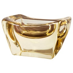 Yellow Crystal Ashtray by Daum, France