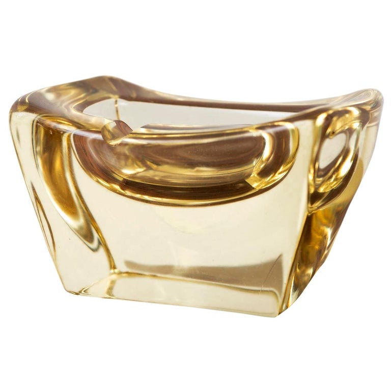 Yellow Crystal Ashtray by Daum, France at 1stDibs