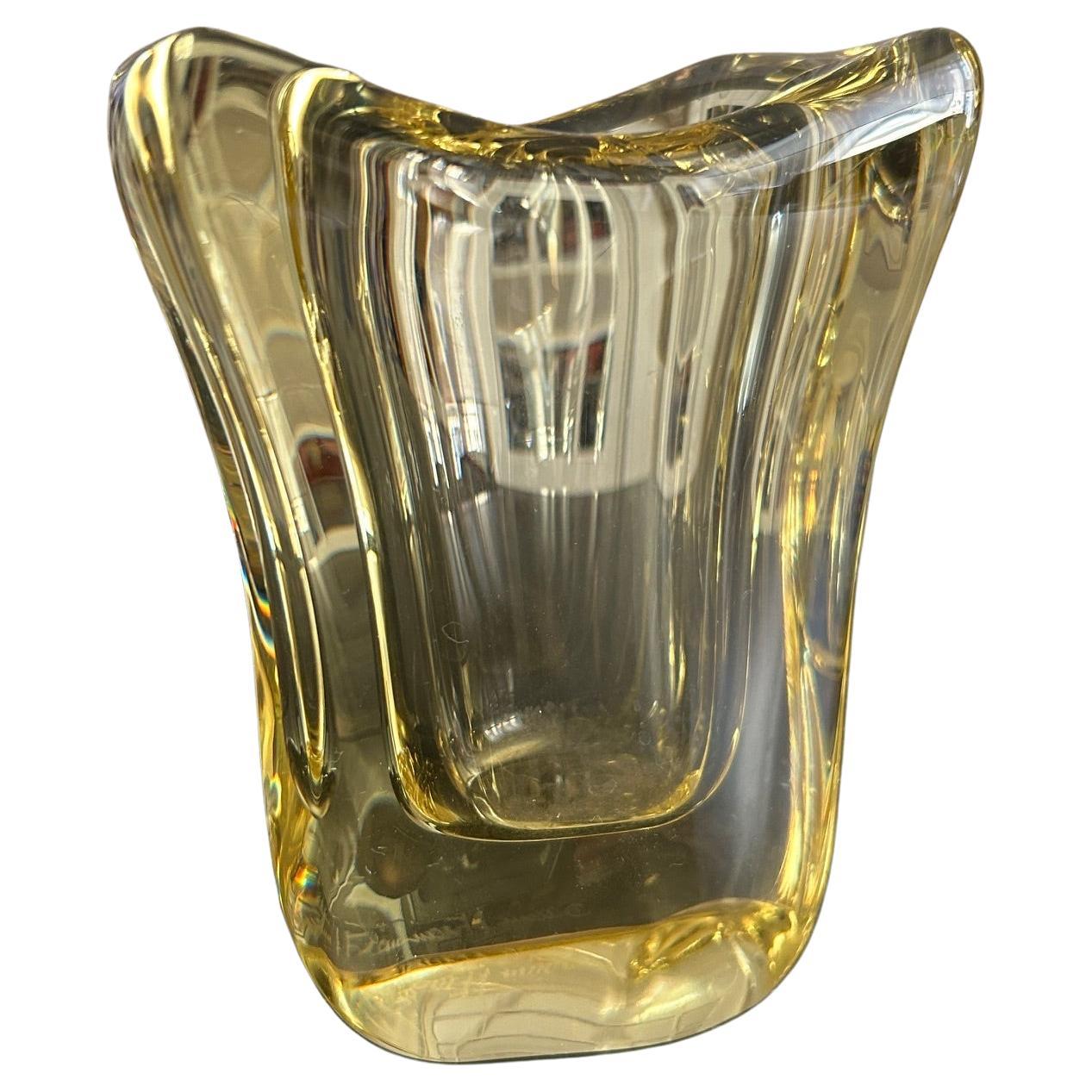 Yellow crystal Daum vase 1950's