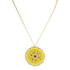 Yellow Crystal Mandala Beaded Necklace