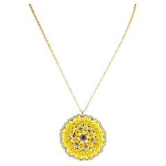 Yellow Crystal Mandala Beaded Necklace