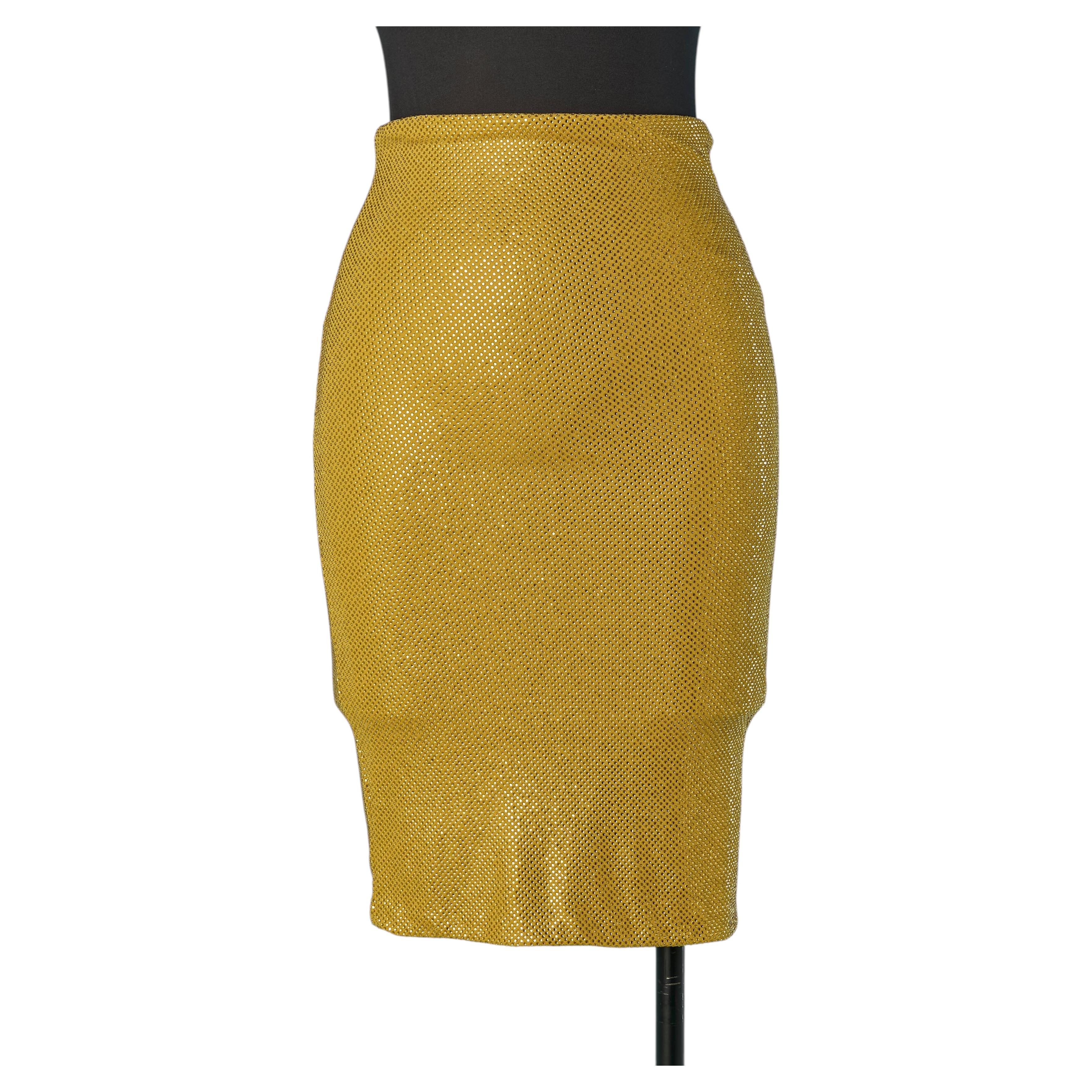 Yellow crystalized tube jersey skirt ALEXANDRE VAUTHIER