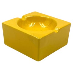 Yellow cubic ceramic ashtray, Sicart Italy 1970s