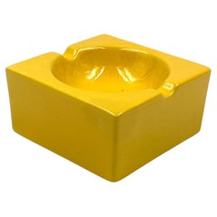 Yellow Cubic Ceramic Ashtray, Sicart, Italy, 1970s