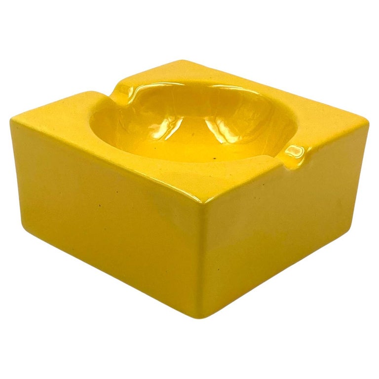 Yellow Cubic Ceramic Ashtray, Sicart, Italy, 1970s For Sale at 1stDibs