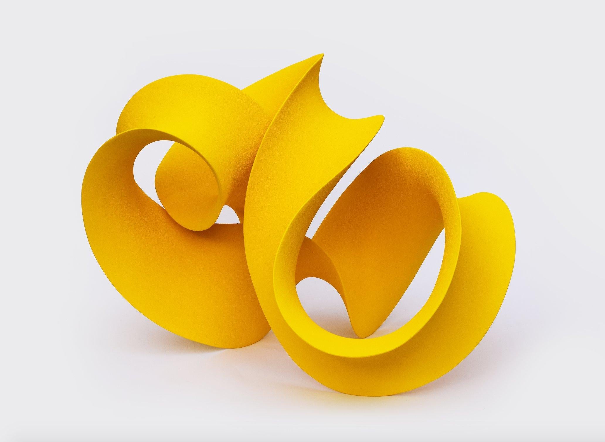 Ceramic Yellow Curved Abstract Contemporary Sculpture by Merete Rasmussen For Sale