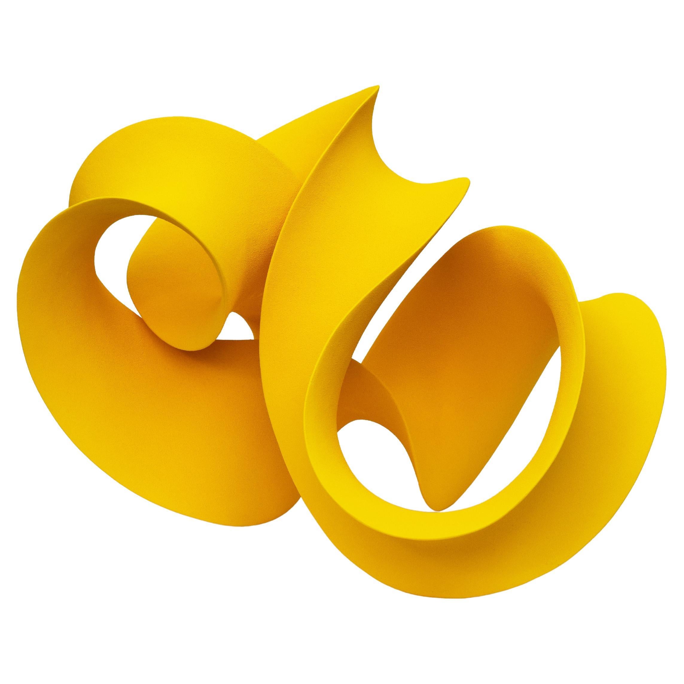 Yellow Curved Abstract Contemporary Sculpture by Merete Rasmussen For Sale