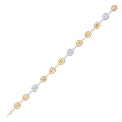 Yellow Cushion Cut and White Diamond Bracelet