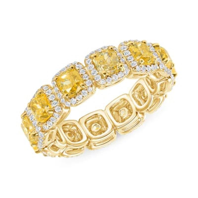 in vendita:  Anello a fascia per l'eternità in platino e oro 14K con diamanti taglio cuscino 3