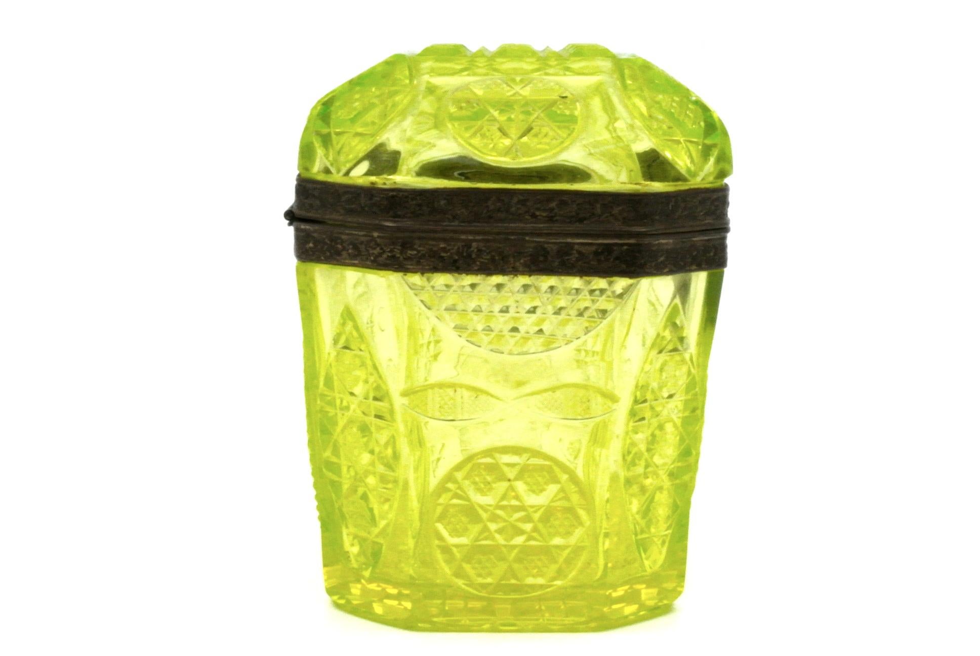 French Yellow Cut Crystal Box