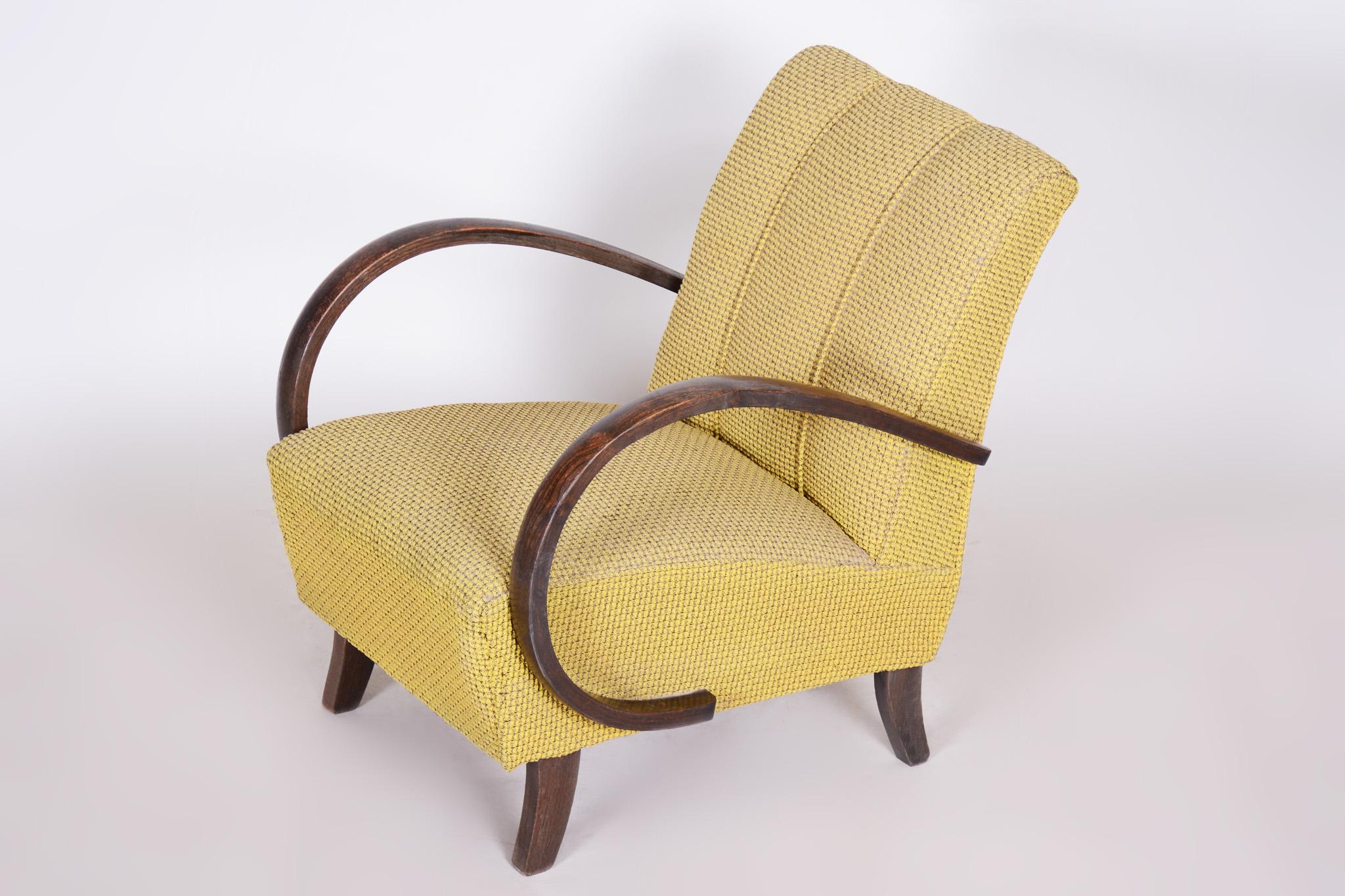 20th Century Yellow Czech Art Deco Beech Armchairs 1930s, Jindrich Halabala, UP Zavody